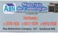 ABN MATERIAL DE CONSTRUÇÃO - RUA BELARMINO CAMPOS Nº 161 - CENTRO - GUIDOVAL (32) 3578-1828
